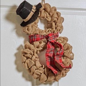 ❄️NIP Burlap Snowman Winter Wreath ❄️
